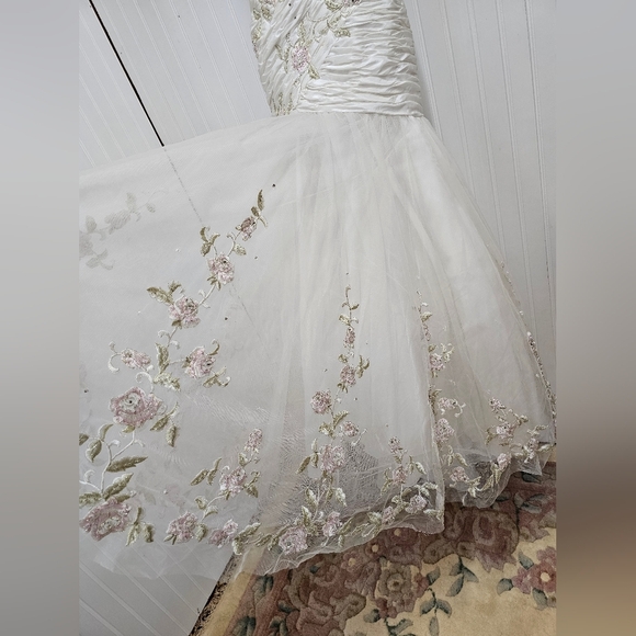 Dere Kiang Wedding Dress Ivory With Pink Roses Small - Picture 4 of 8